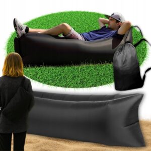 SOFA LAZY BAG WYTRZYMAŁY MATERAC DMUCHANY DUŻY LEŻAK NA PLAŻĘ AIRSOFA BLACK