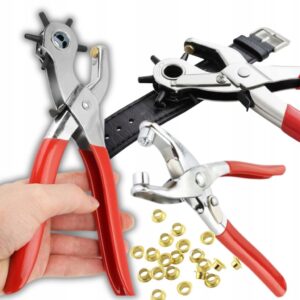 DZIURKACZ REWOLWEROWY DO OTWORÓW PASKÓW SKÓRY GUM + SZCZYPCE + PRZELOTKI