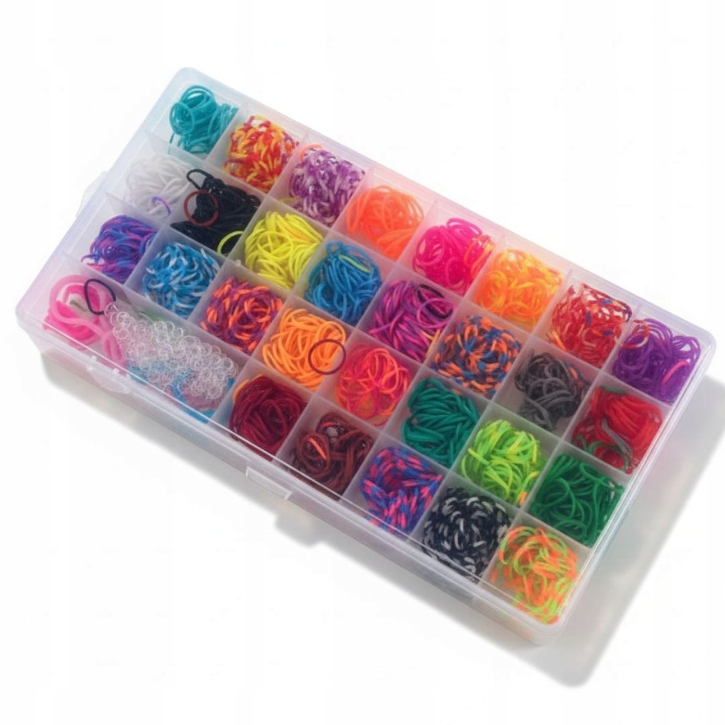 GUMKI DO ROBIENIA BRANSOLETEK BIŻUTERII ZESTAW GUMEK LOOM BANDS ETUI 1500 - obrazek 6