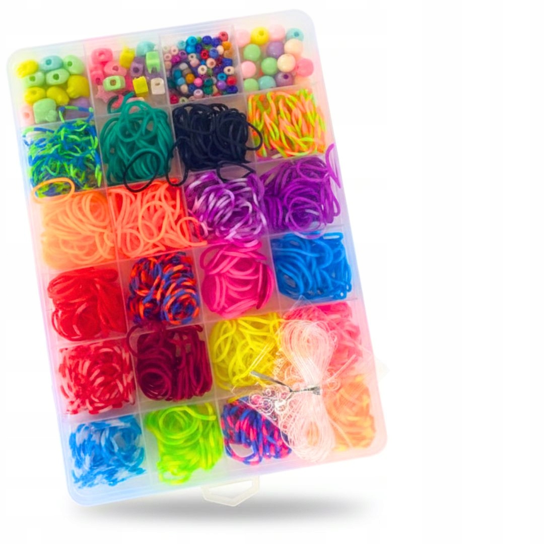 GUMKI DO ROBIENIA BRANSOLETEK BIŻUTERII ZESTAW GUMEK LOOM BANDS ETUI 1000 - obrazek 7