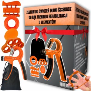 ZESTAW DO ĆWICZEŃ DŁONI ŚCISKACZ DO RĄK TRENINGU REHABILITACJI 5 ELEMENTÓW