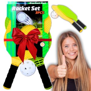 ZESTAW PALETEK DLA DZIECI DO TENISA BADMINTONA DWIE PALETKI RAKIETY PIŁKA